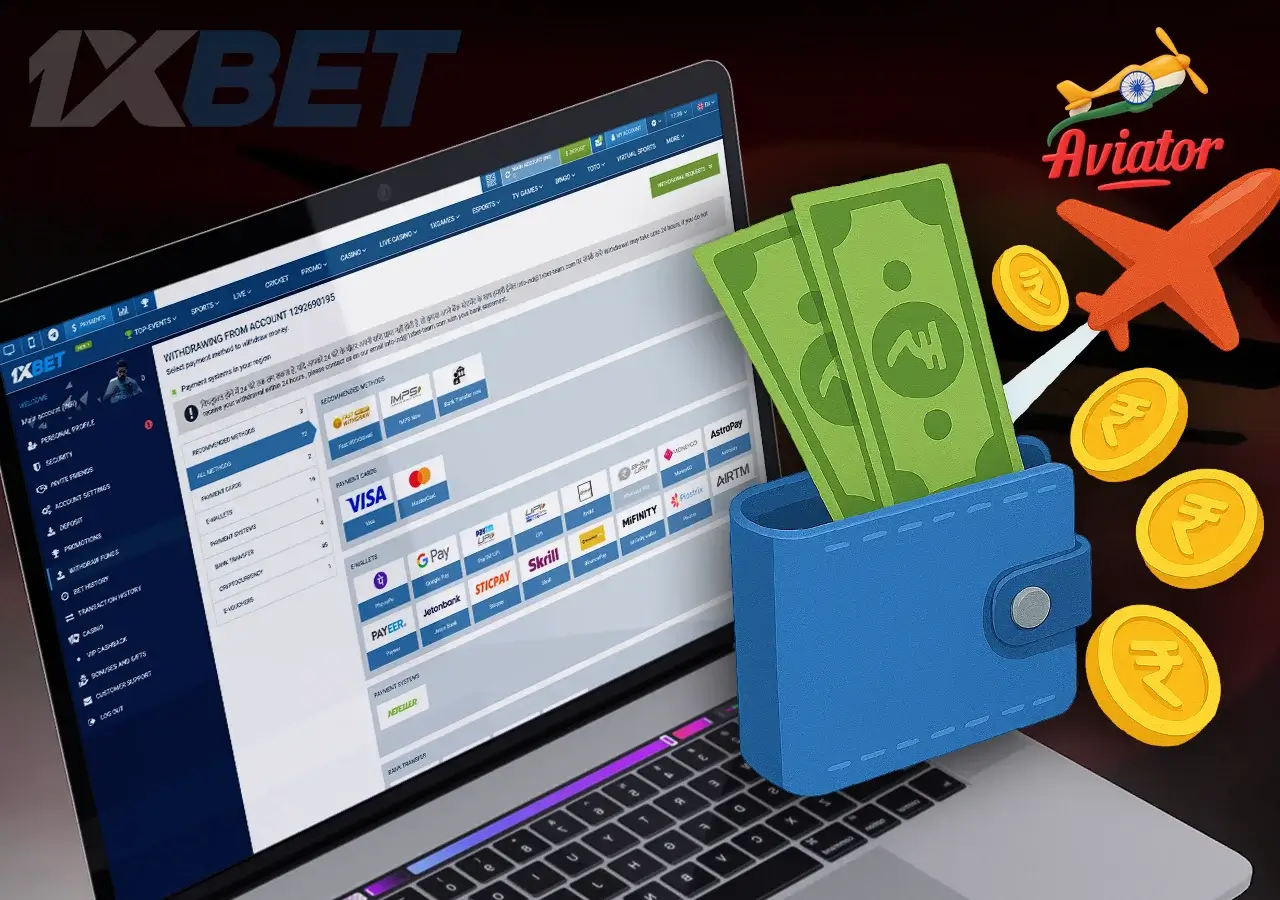 Screenshot of possible bets in 1xBet casino and money marks